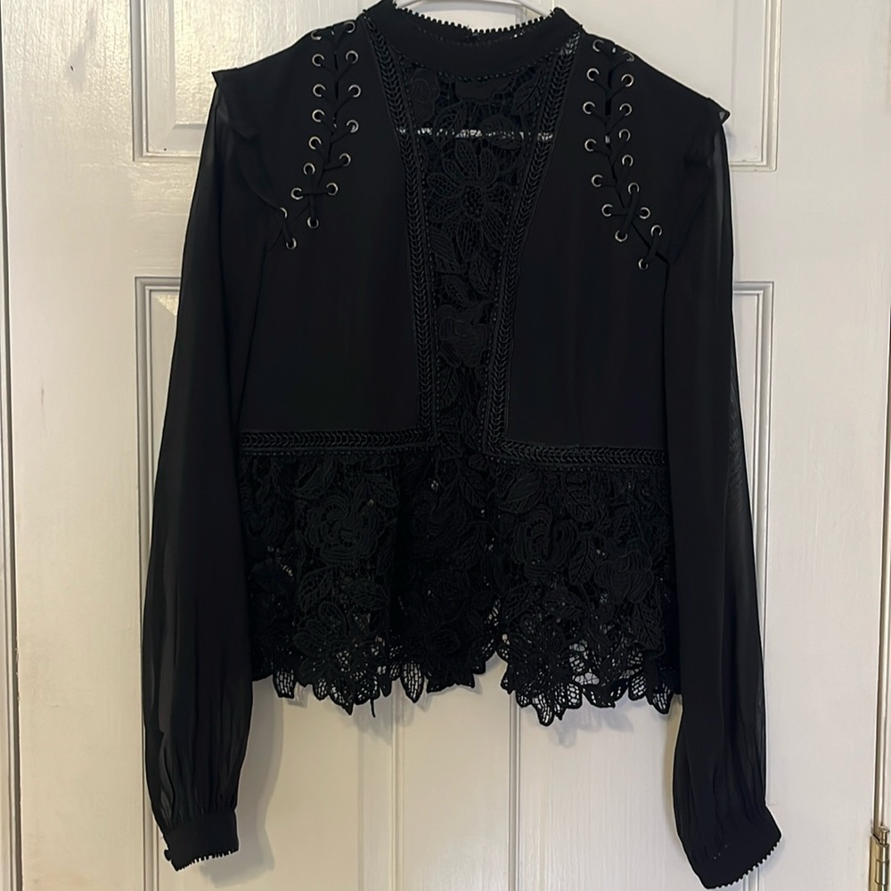 Black self portrait long sleeve top